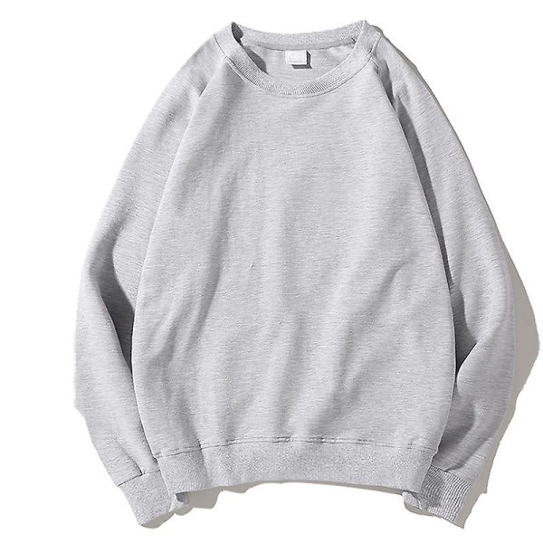 Vanlig Pullover Sweatshirt Sweater Jumper Topp för män och kvinnor Blank Grey M