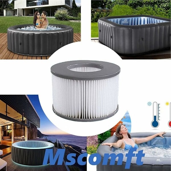 Sæt med 6 filtre til oppustelige MSPA spabade, Ø106cm - 6 udskiftningsfilterpatroner til oppustelige MSPA spabade