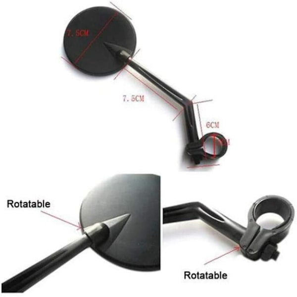 TS-2 stk. Bakspeil Scooter Bakspeil Sykkel Speil Kompatibel For 1s / M365 / Pro Es1 2 3 Scoote