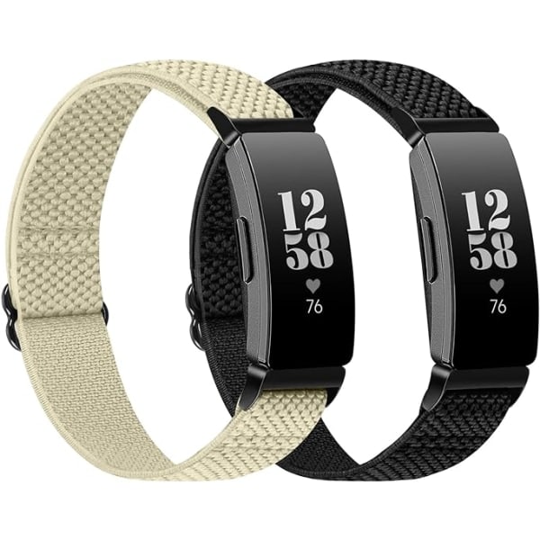 2 stk elastisk nylon kompatibel med Fitbit Inspire 3/Inspire 2/ Inspire/Inspire HR/Inspire Ace 2/ Inspire Ace 3