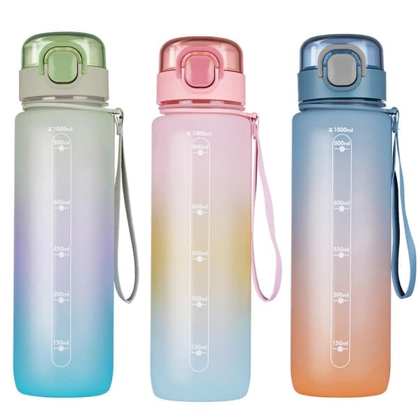 TS 1L Water Bottle with Measurements and Carrying Strap