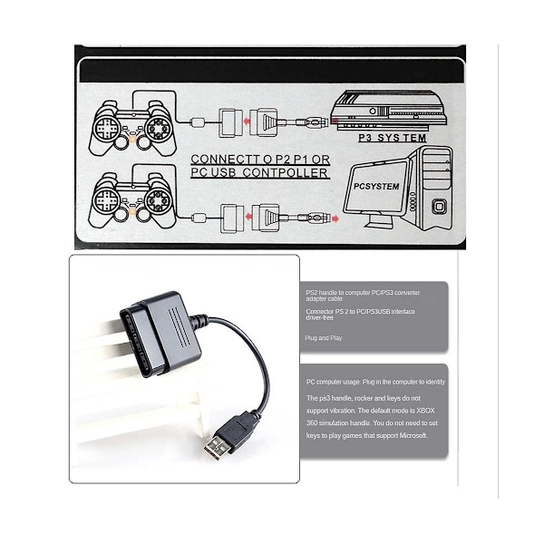 TS-Usb Adapter Konverterkabel För Ps2 Dualshock Joypad Gamepad Till Ps3 Pc Usb Spelkontroll Adapter