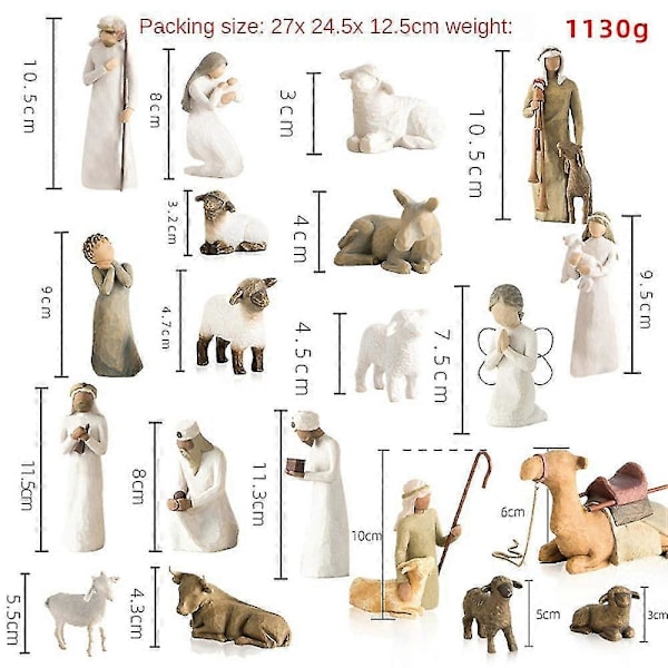 Willow Tree Julkrubba Figurer Set Staty Handmålad Dekor Julklapp