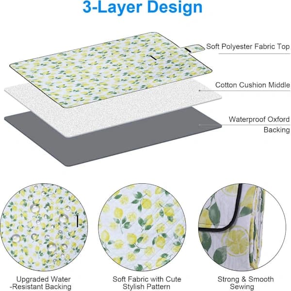 Washed Picnic Blanket Insulated Sand Resistant With Handle