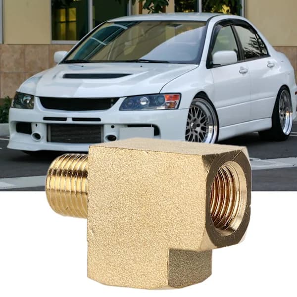 1/8in NPT Hane Gevind Solid T-stykke Messing Rørfitting 1000 PSI Højtryk Anti-Korrosion til Bilmodifikation