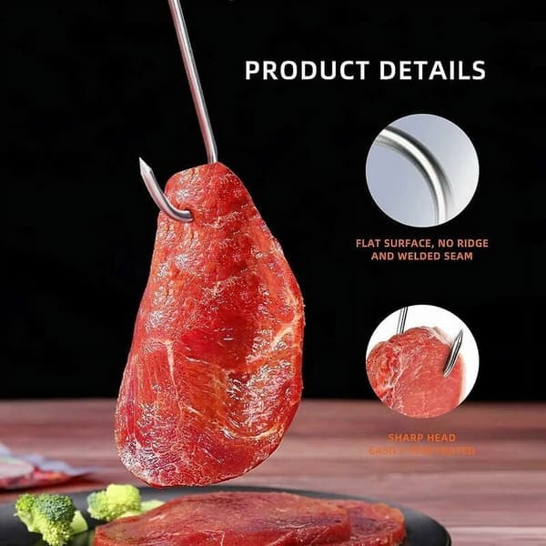 Durable S-hooks for meat processing, stainless steel sharp hooks for hanging meat, ideal for butchers and grill masters (15 pcs)