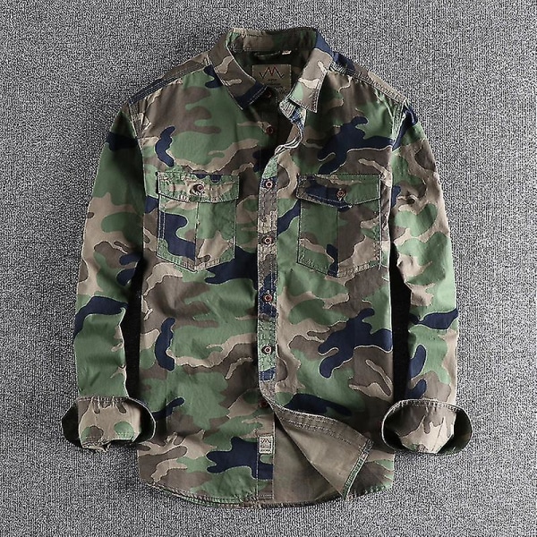 Herrskjorta Militär kamouflage Militäruniform Utmärkt green camouflage m