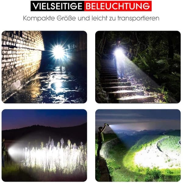 Super Bright 500lm LED Flashlight with 3 Modes & Long Runtime IP67 Waterproof for Outdoors, Hiking, Camping