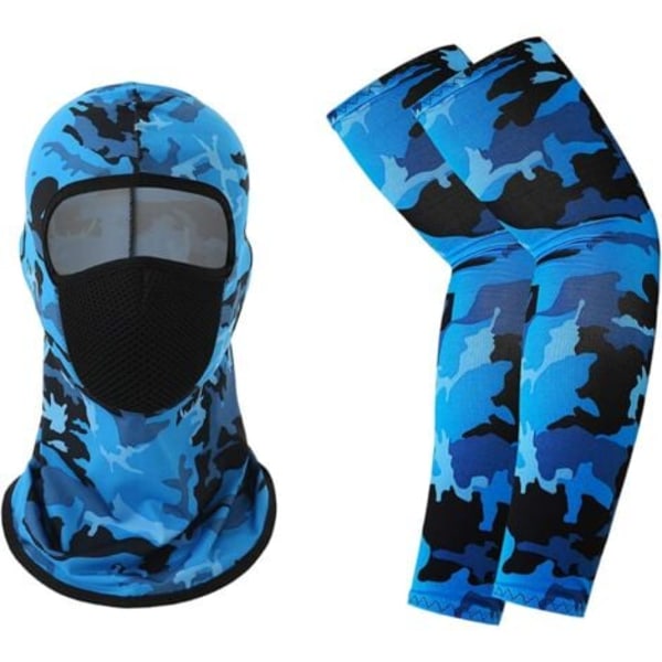 Balaclava-ajokasvojen peite - Viilentävä UV-suojaava kaulasuoja jääsilkki-käsivarsisuojuksilla miehille/naisille