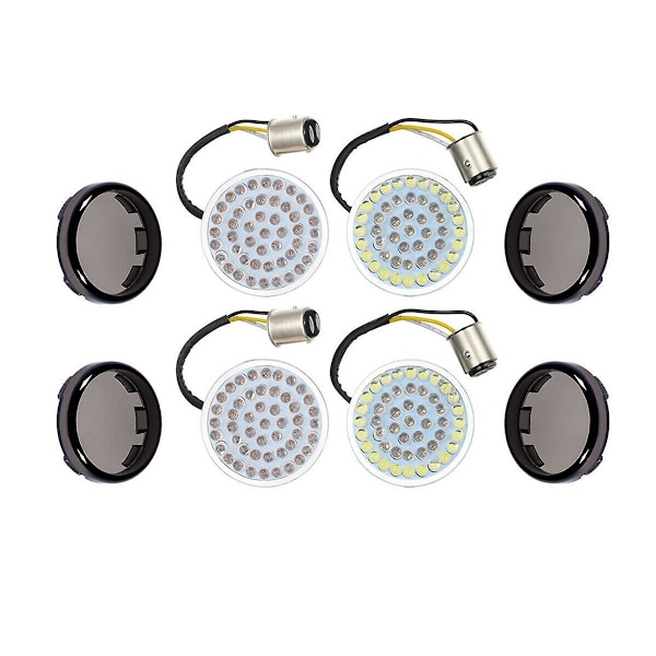 TS-Led Blinklys Pærer, 2 tommer Forreste Bageste Sort-finish Lys Røgede Linser Kit Til Touring Softail