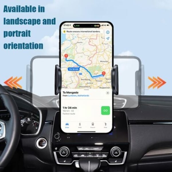 Bilholder til bil, 360° roterende bilholder til dashbord, universell telefonholder for smarttelefoner, multifunksjonell uttrekkbar bilholder