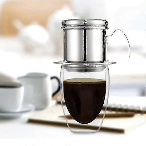 Vietnamesisk kaffefilter i rustfrit stål, kop, drypbrygger, infusionskande...