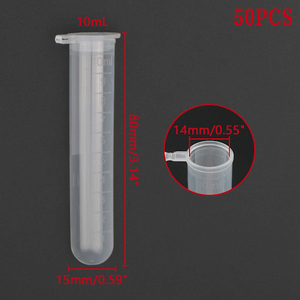Lab Centrifugrör - 50 st 10 ml provrör med gradering