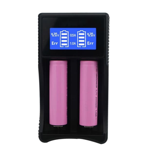 TS Batteriladdare SW-3 med LCD-skärm för 2x 18650 batterier