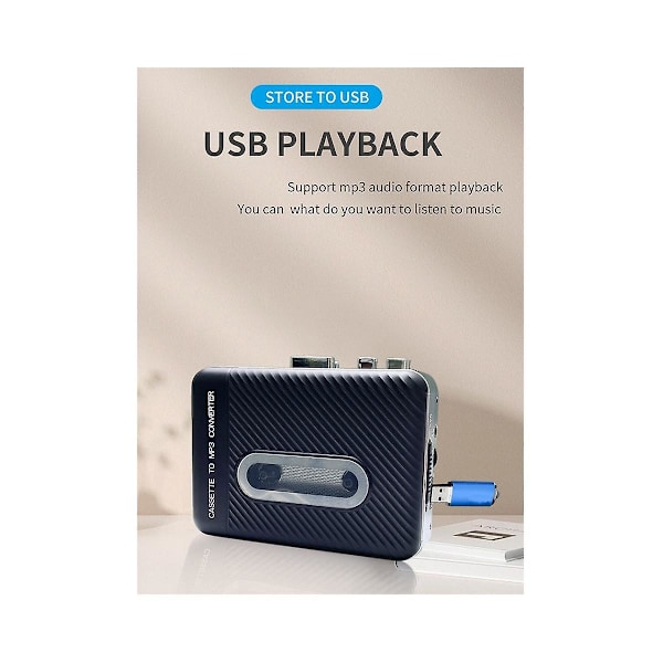 TS-Kassettbånd Til Mp3 Musikk Konverter USB Kassett Capture Walkman Båndspiller Konverter Bånd Til U Disk
