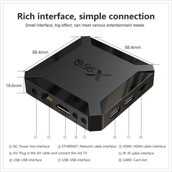 x96q fjärrkontroll set-top box är lämplig för x96mini x96w x96qpro x96max t95 hk1 h96 EU 1GB 8GB