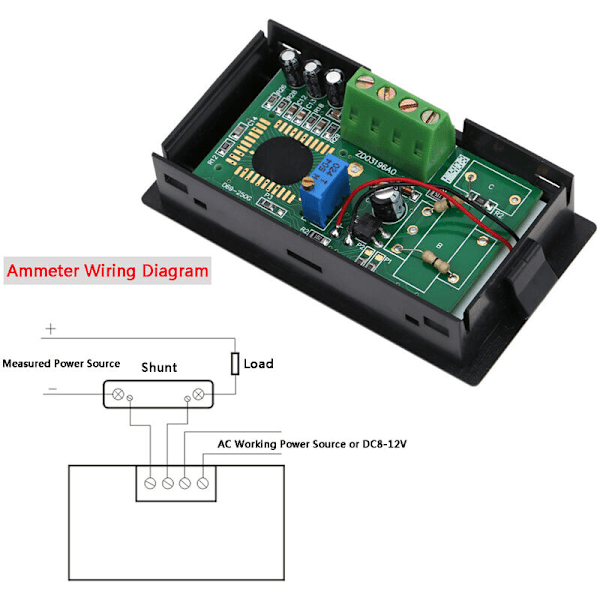 LCD DC 100A Digital LED-display Amperemeter / Amperemätare med 100A / 75Mv shuntmotstånd