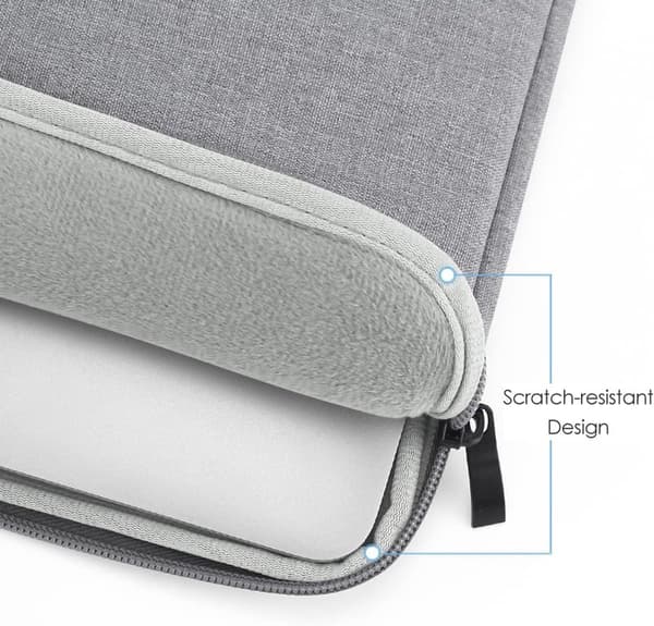 13-tums laptopfodral, vattentät polyester, mjukt mockafoder, framficka, dubbla dragkedjor, MacBook Air, resor, kontor, grå