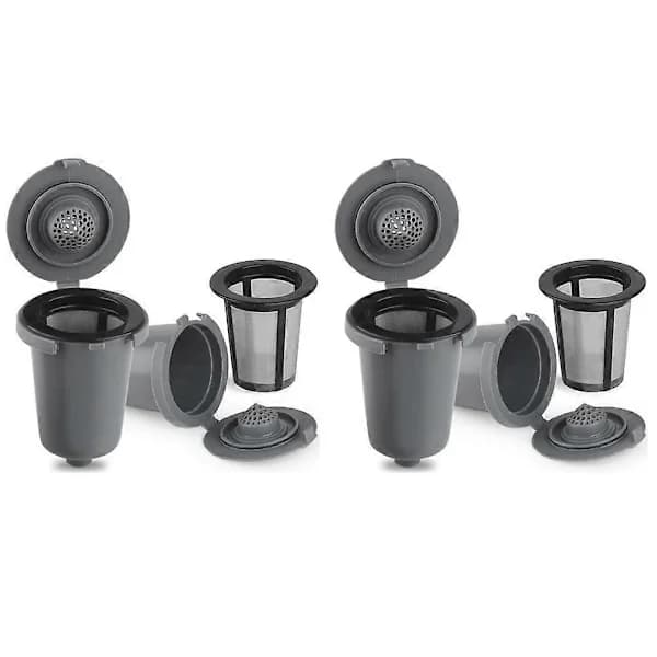 4 stk Gjenbrukbare filterkopper for Cuisinart Grå