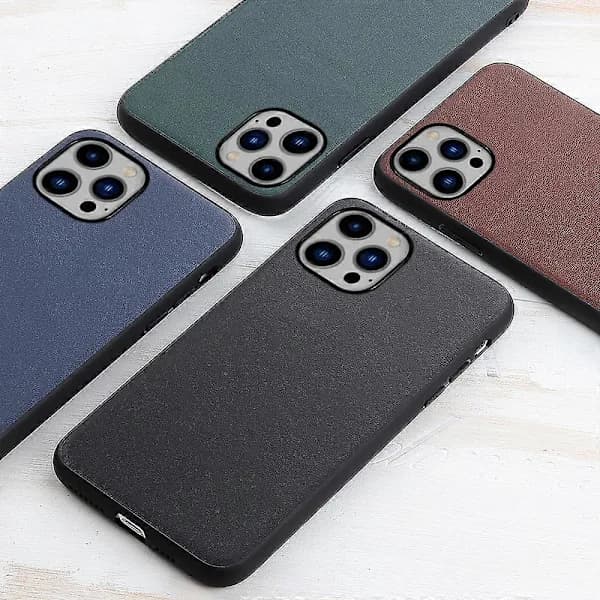 Lærdeksel med lammeskinntekstur for iPhone 14 Plus