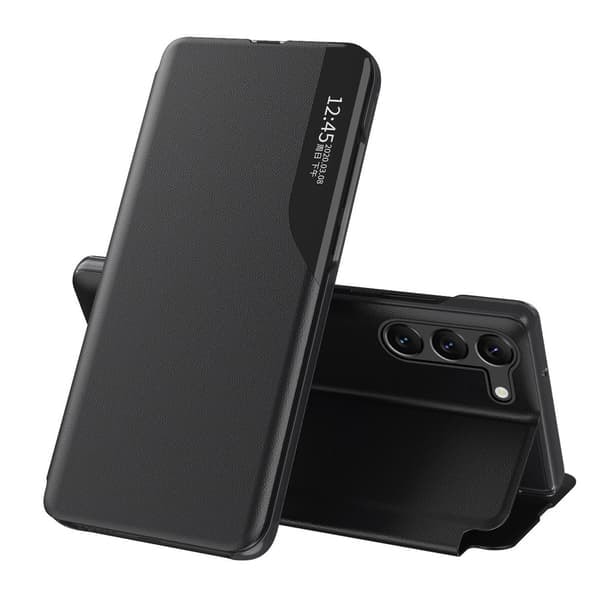 TS Konstläderfodral med Ställ för Samsung Galaxy S24 - Svart