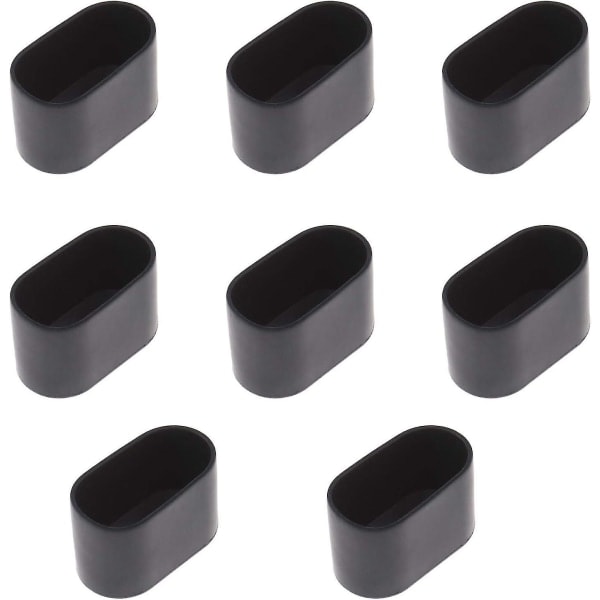 8-pack Ovala Bords- eller Stolsbensskydd - Mjukt Gummi - Repskydd - 40 x 20 mm - Svart, -Versailles