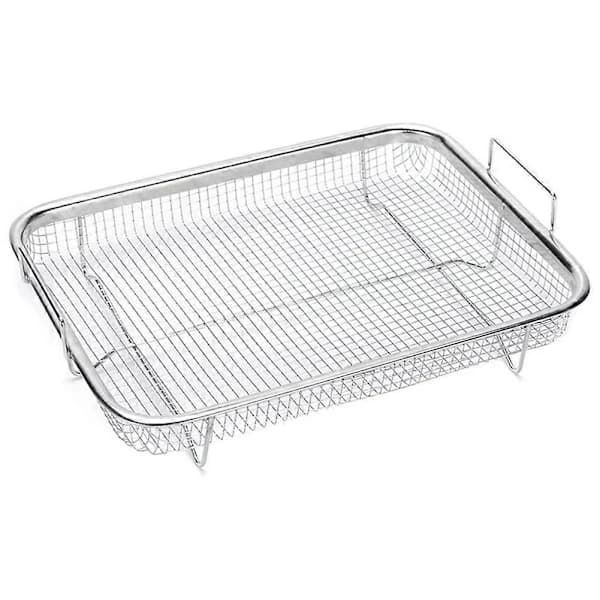 1 st Airfryerkorg för ugn, Grillkorg i rostfritt stål, Non-stick nätkorg, Airfryerbricka