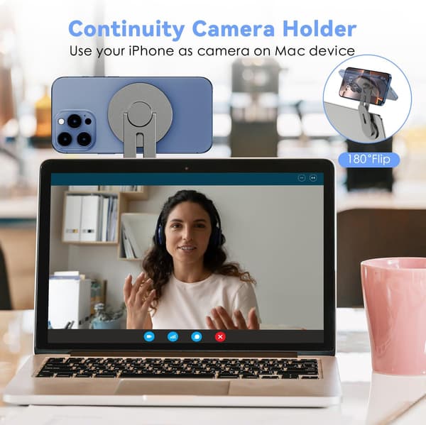 Magnetic Phone Stand for Laptop, 3-Dimensional Adjustable Mount for Continuity Camera