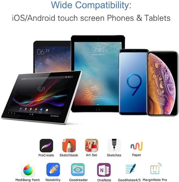 Aktiv Styluspenna med Fin Spets och Snabb Laddning för iPad Android-surfplattor och -telefoner Vit