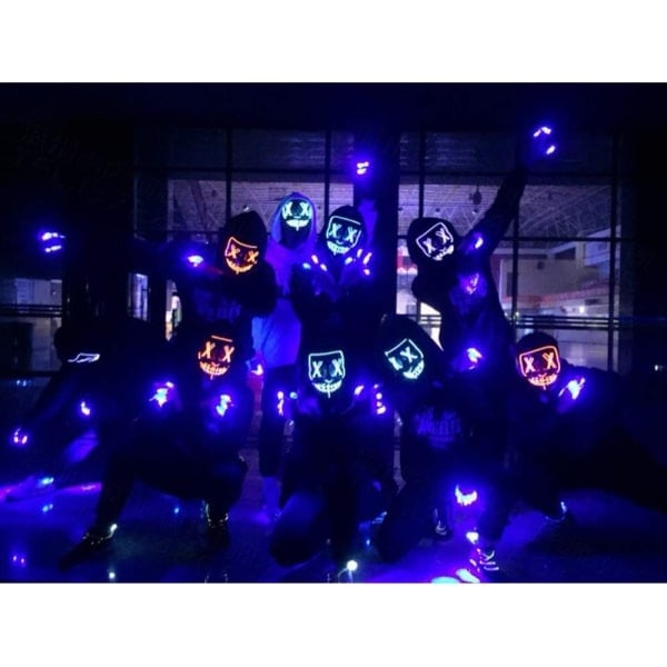 LED Karnevalsmask, LED Mask med 3 Blinklägen för Halloweenfest