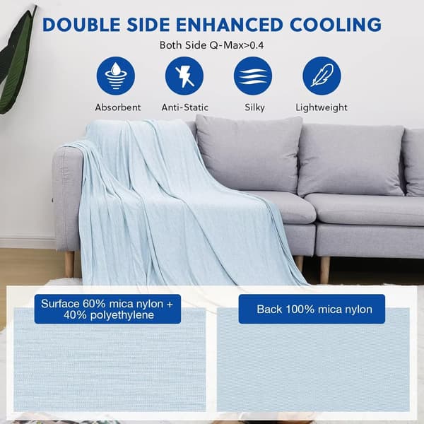 Kølende tæppe åndbart letvægts vendbart dobbeltsidet blødt sommertæppe til varme sovende nattesved, lyseblå 60 x 80 tommer Deep Blue 150*200cm