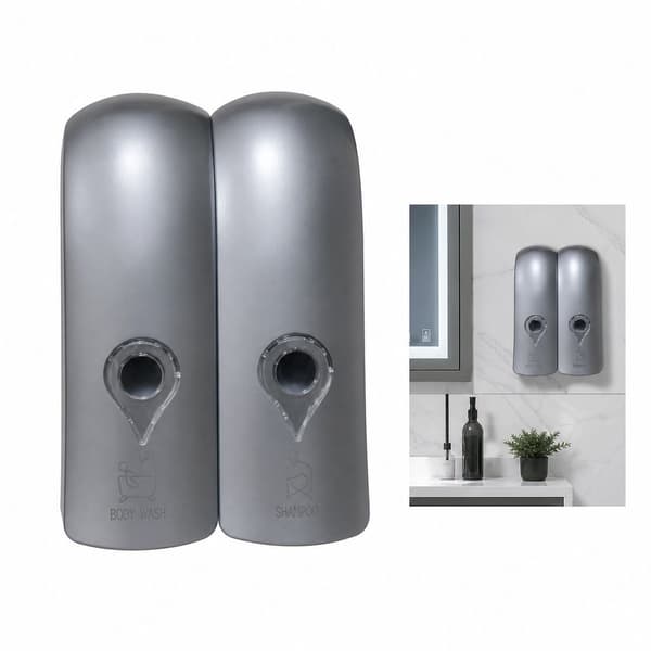 Vægmonteret flydende sæbedispenser sæt, manuel plastpumpe, pladsbesparende til badeværelse og køkken, 2-pak, gunmetal