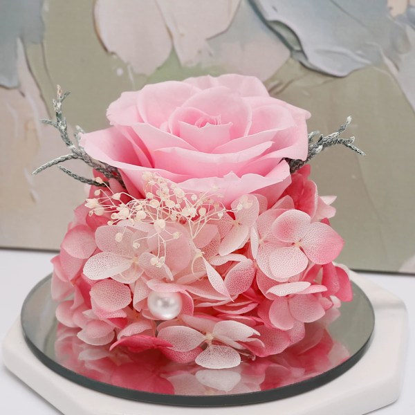 Glasrose med englefigurer, valentinsgave til hende, rosenblomst englegaver, tak mor-gaver
