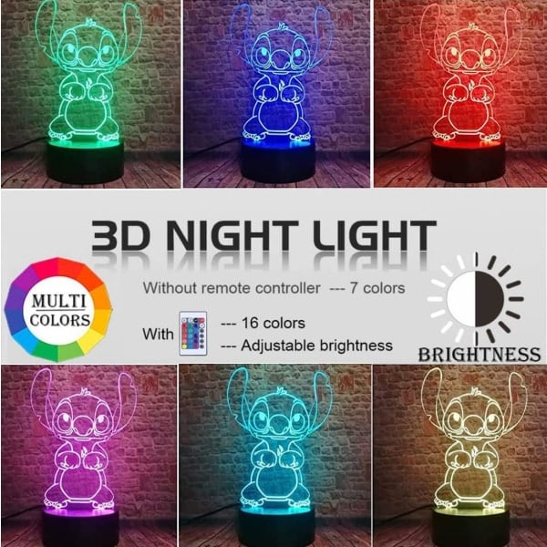 Stitch natlampe, Lilo og Stitch gaver 3D Stitch lampe legetøj
