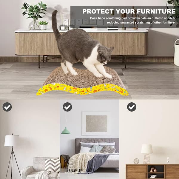 Katteskrapebrett, Vendbar Katteskraper i Papp Stor Bred Moderne Sofaseng med Kattemynte (4-pakning)
