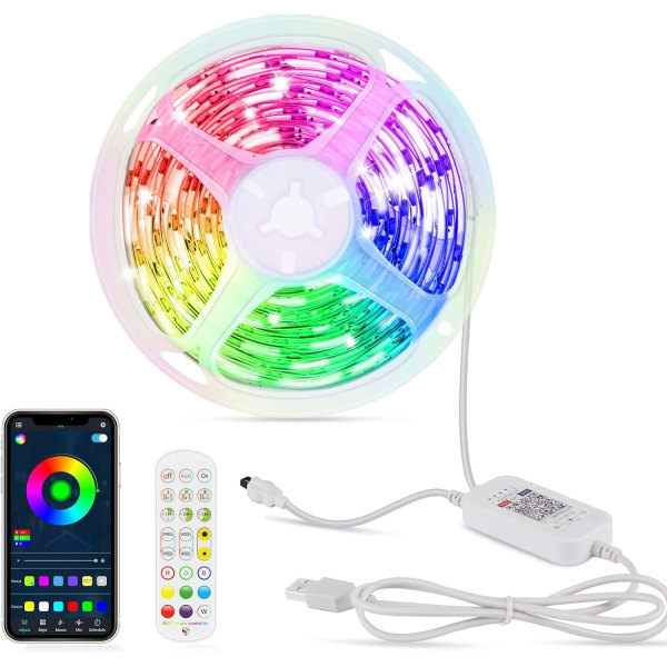 5M 5050 RGB LED Strip, Lysstripe Styres via fjernkontroll - Perfekt