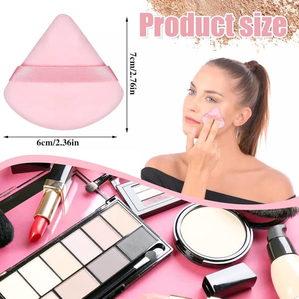 Trekantet Makeup Puff Sæt Med 6, Bløde Fløjls Våde Og Tørre Applikatorer Til Foundation Og Puder, Til Hverdagsbrug, Sort Og Pink