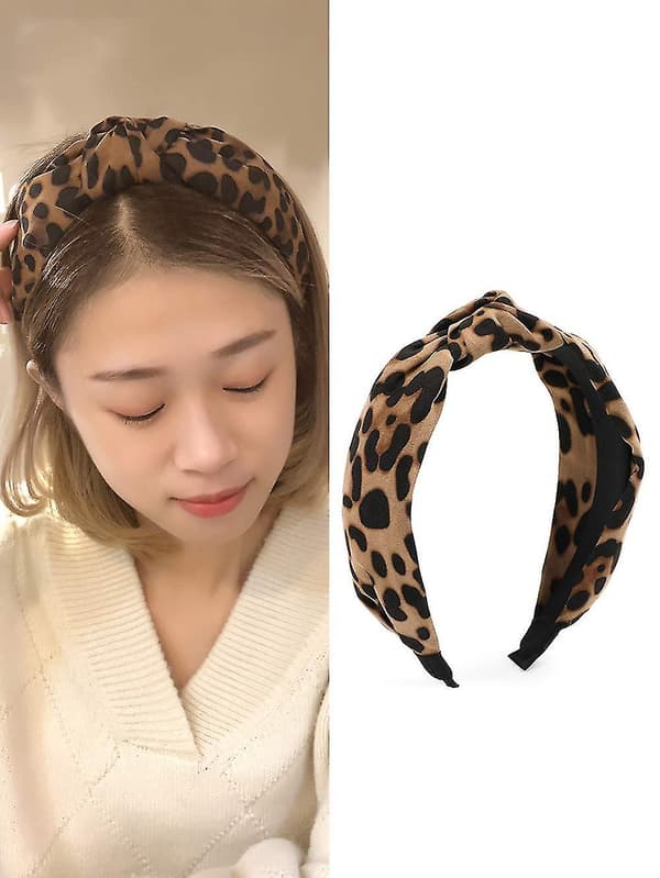 Hodebånd med leopardmønster for kvinner og jenter, dyp kaffesvart-subaoe