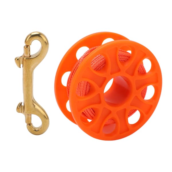 30M Dive Reel Scuba Diving Finger Spool with Double Ended Bolt Snap Clip Fluorescent Orange Thread Orange