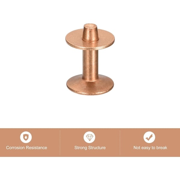 10 set kopparnitar och brickor, 10x3,3x14mm solida lädernitar i koppar för läder DIY hantverkstillbehör, kopparton