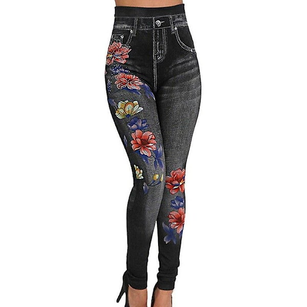 Skinny Jeggings Dam Jeggings Stretchig Denim Look black 2XL