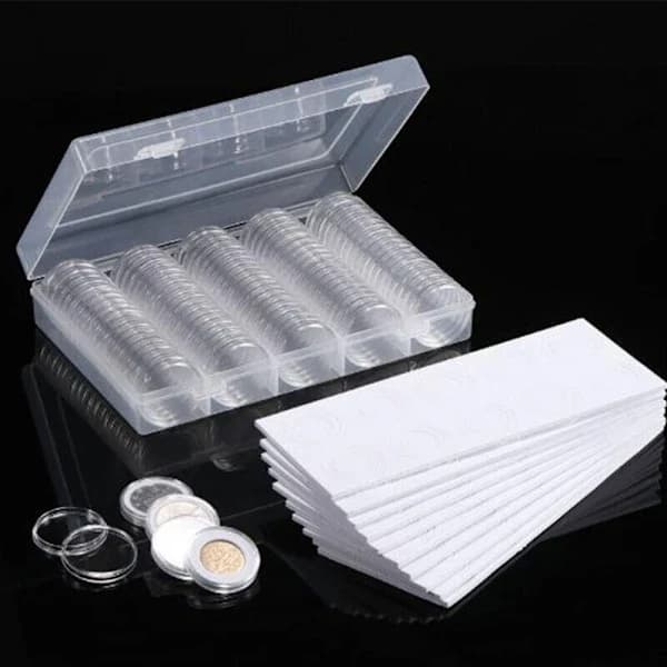 100 ST 30 mm Møntetuier Holder Møntsamlingsboks Etui Mønt Transparent[ca]