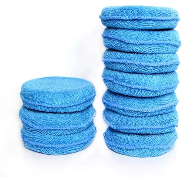 Mikrofibervaxapplikator Runda Svampplattor för Bil, 10-pack Blå