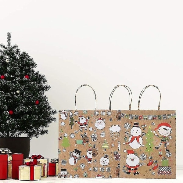 12 stk. juleposer Gaveposer Kraftpapir Festposer Juleposer Papir