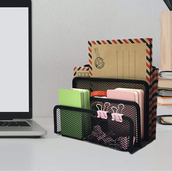 Professional Desktop File Organizer, Desktop Letter Tray with Rust-Resistant Metal Mesh and Eco-Friendly Spray Technology, Multifunctional