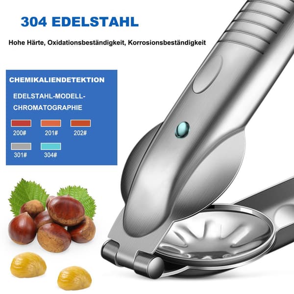 Stainless Steel Nutcracker - Powerful Chestnut and Walnut Cracker, Chestnut Knife, Chestnut Clipper, Kitchen Utensil for Nuts and Chestnuts