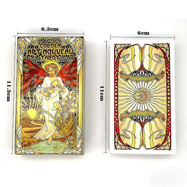 Gyllene Art Nouveau Tarotkort Brädspel Leksaker Orakel Spådom Profet Profetia Kort Poker Gåva Förutsägelse Orakel Tarotkort Lek Tarot cards deck none