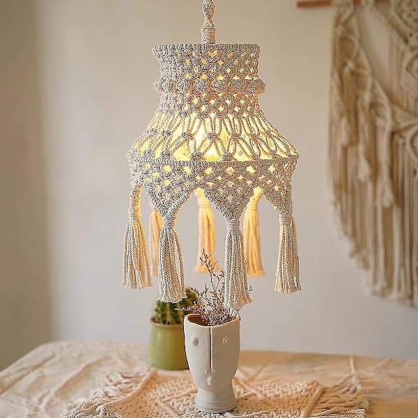 Makramee-lamppu Boho riippuva varjostin, Chaner yöpöydälle