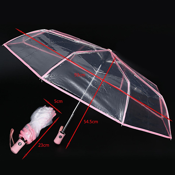 TS-2 stk. Transparent Automatisk Paraply Regn Kvinder Mænd Sol Regn Auto Paraply Kompakt Foldbar Vindtæt