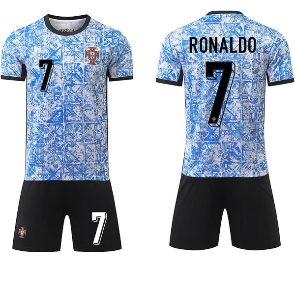 2024 EM-Portugal borta fotbollströja set nr 7 Ronaldo tröja set lämplig för barn vuxna QP8 2XL